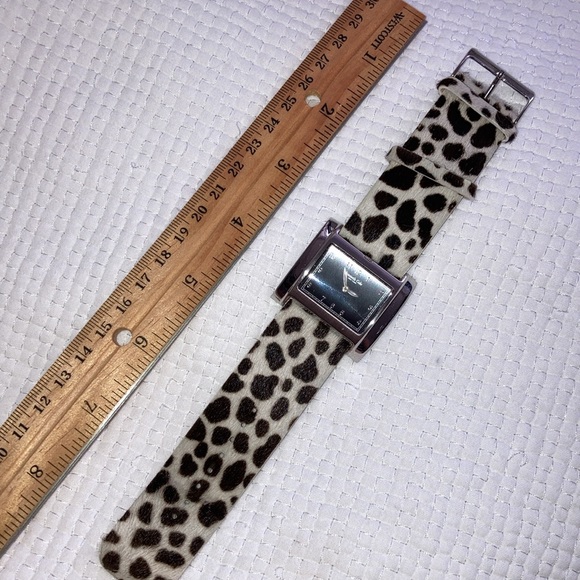 Kenneth Cole NY square face watch with genuine leather pony hair strap - Picture 3 of 9